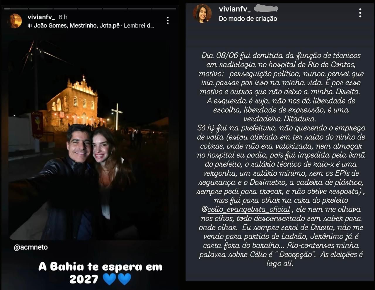 Servidora é demitida após repostar publicação de ACM Neto, revela pressão por apoio a Jerônimo e acusa perseguição política